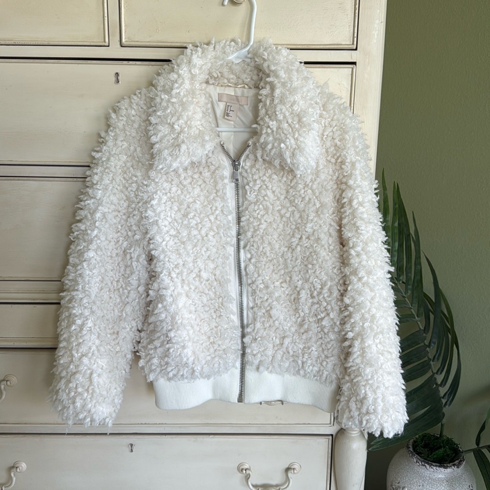 H&M Faux fur shearling bomber jacket size 0/S